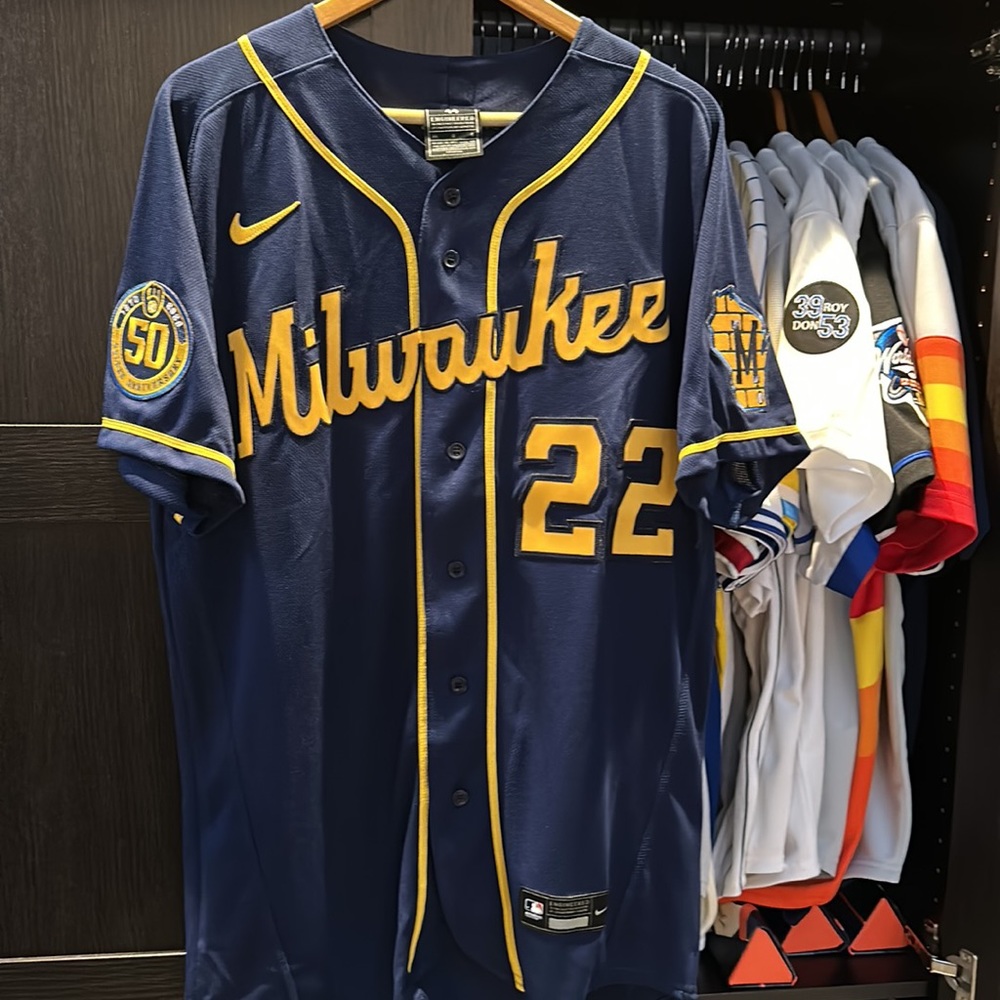 Christian Yelich Nike Navy Milwaukee Brewers Authentic Player Jersey - Navy